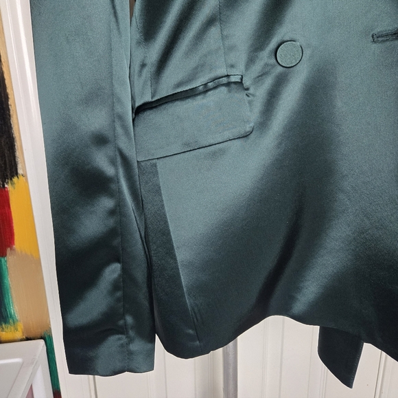 House Of Harlow 1960 Small Dark Green Satin Blazer Jacket - Picture 2 of 10